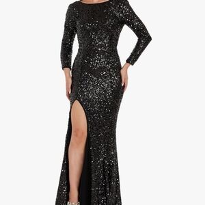 NWT DRESS THE POPULATION BLACK SEQUIN GOWN SIZE XS